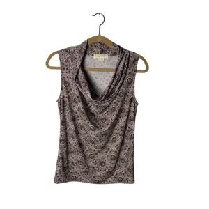 Michael Kors Top Sleeveless Cowl Neck Paisley Print Stretch Medium Career